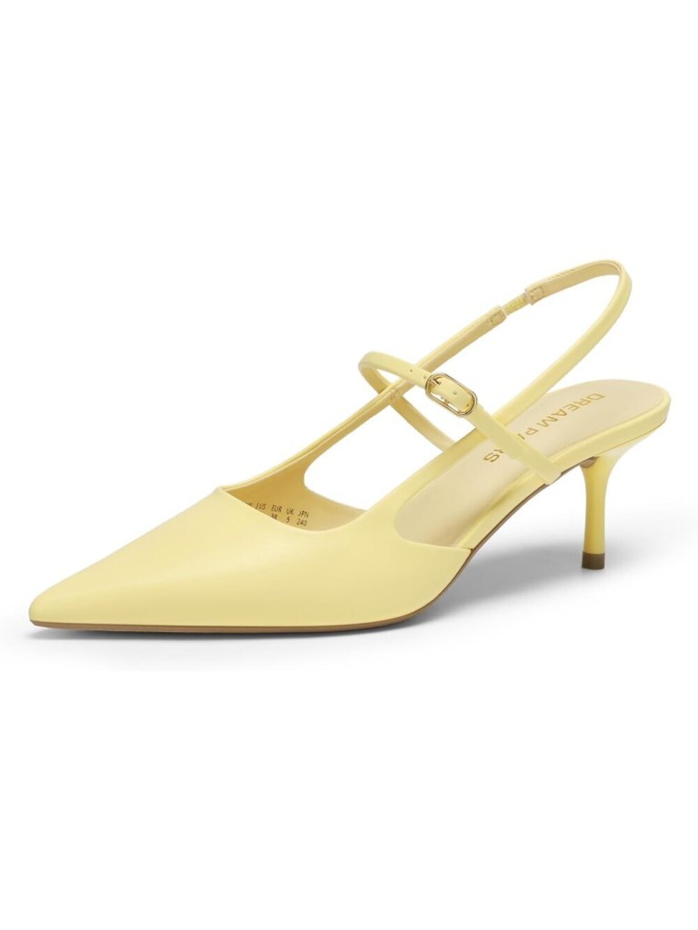 DREAM PAIRS Women's Yellow Kitten Slingback Pointed Closed Toe Heels Shoes